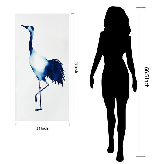 Empire Art Direct 24" x 48" Ink Drop Crane 2 Frameless Free Floating Printed Tempered Glass Wall Art